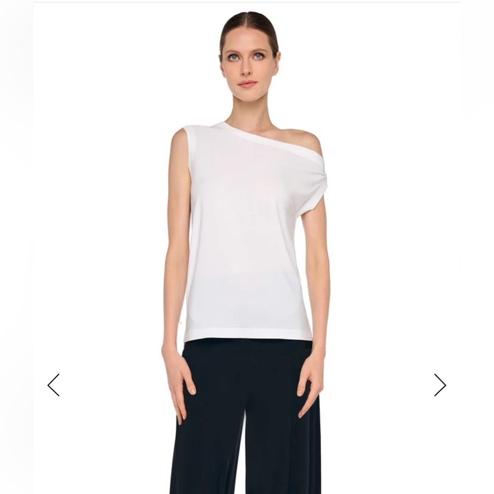 Norma Kamali drop shoulder top White Asymmetrical Blouse Revolve NWT S